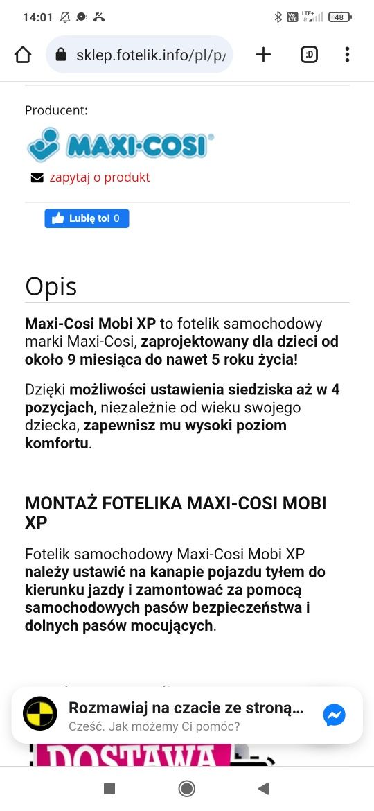 Fotelik Maxi Cosi Mobi XP 9-25 kg