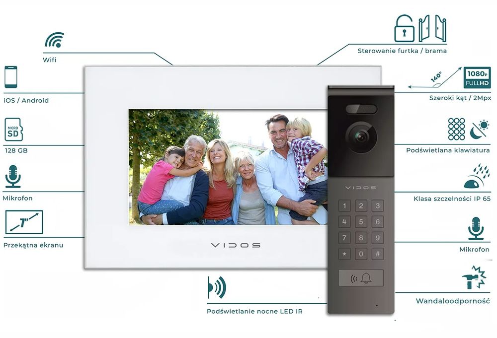 Videodomofon Vidos M10WX + S12D z APLIKACJĄ NA TELEFON