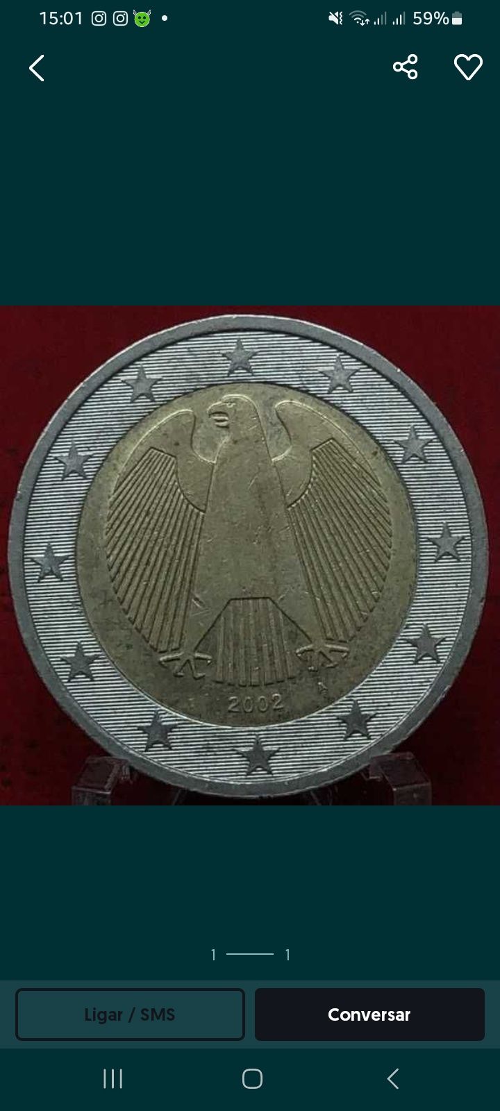 moeda de 2€ rara Alemanha 2002