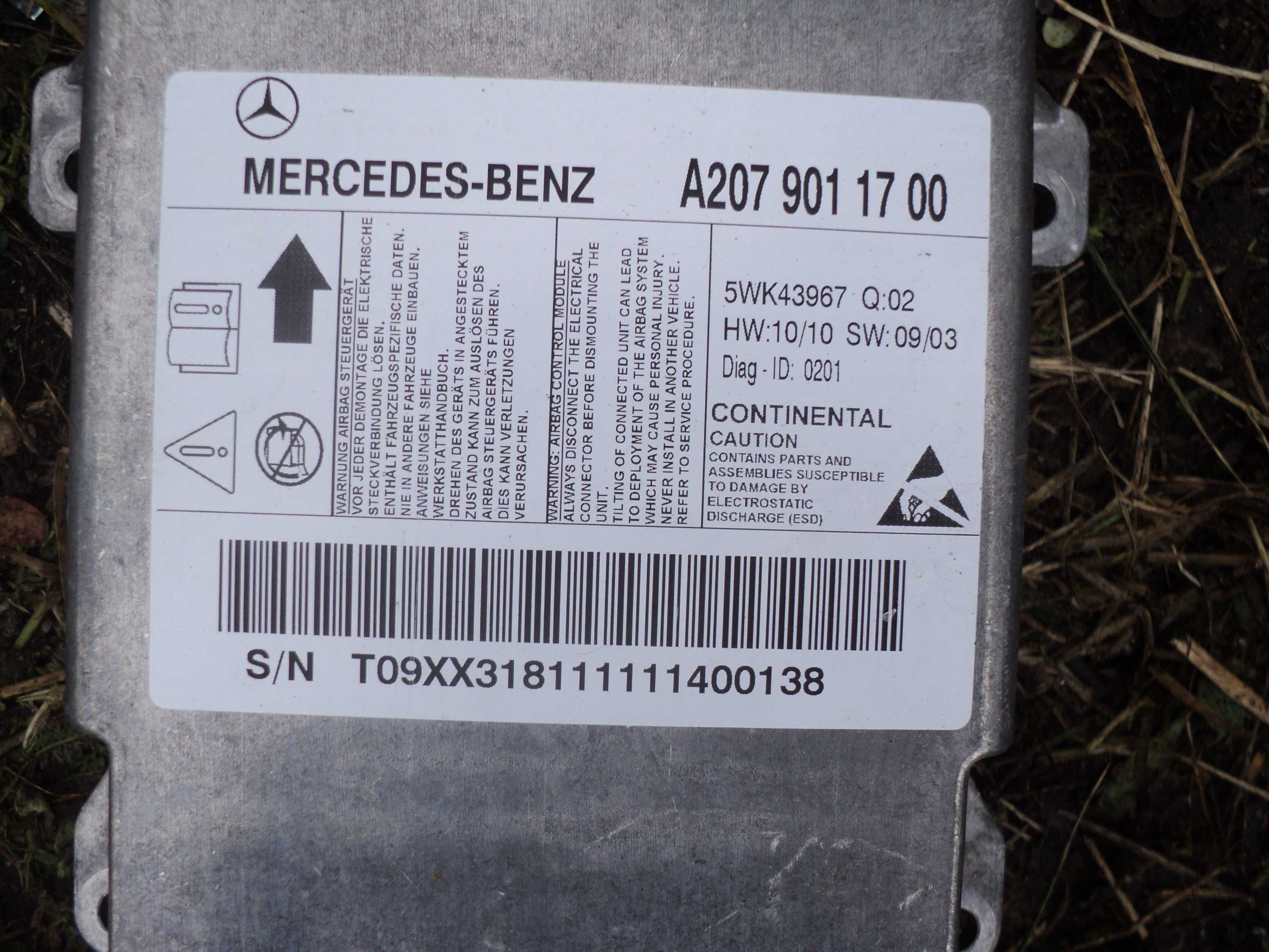 Moduł Sensor Sterownik Poduszek Airbag Mercedes W207 C027