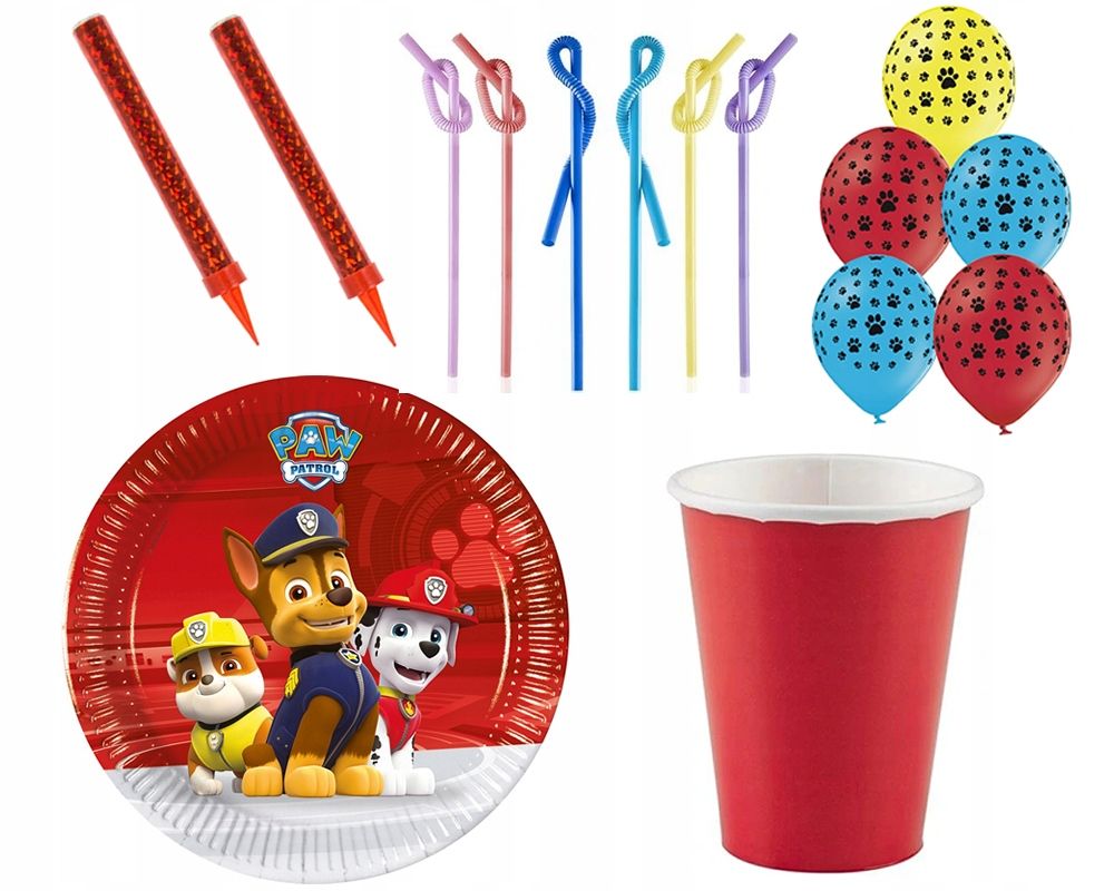 zestaw talerzyki kubeczki paw psi patrol urodziny