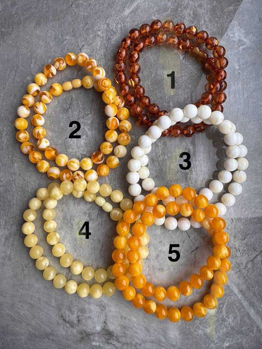 Piękna Bransoletka z Bursztynu 5 opcji kolorystycznych 12 mm