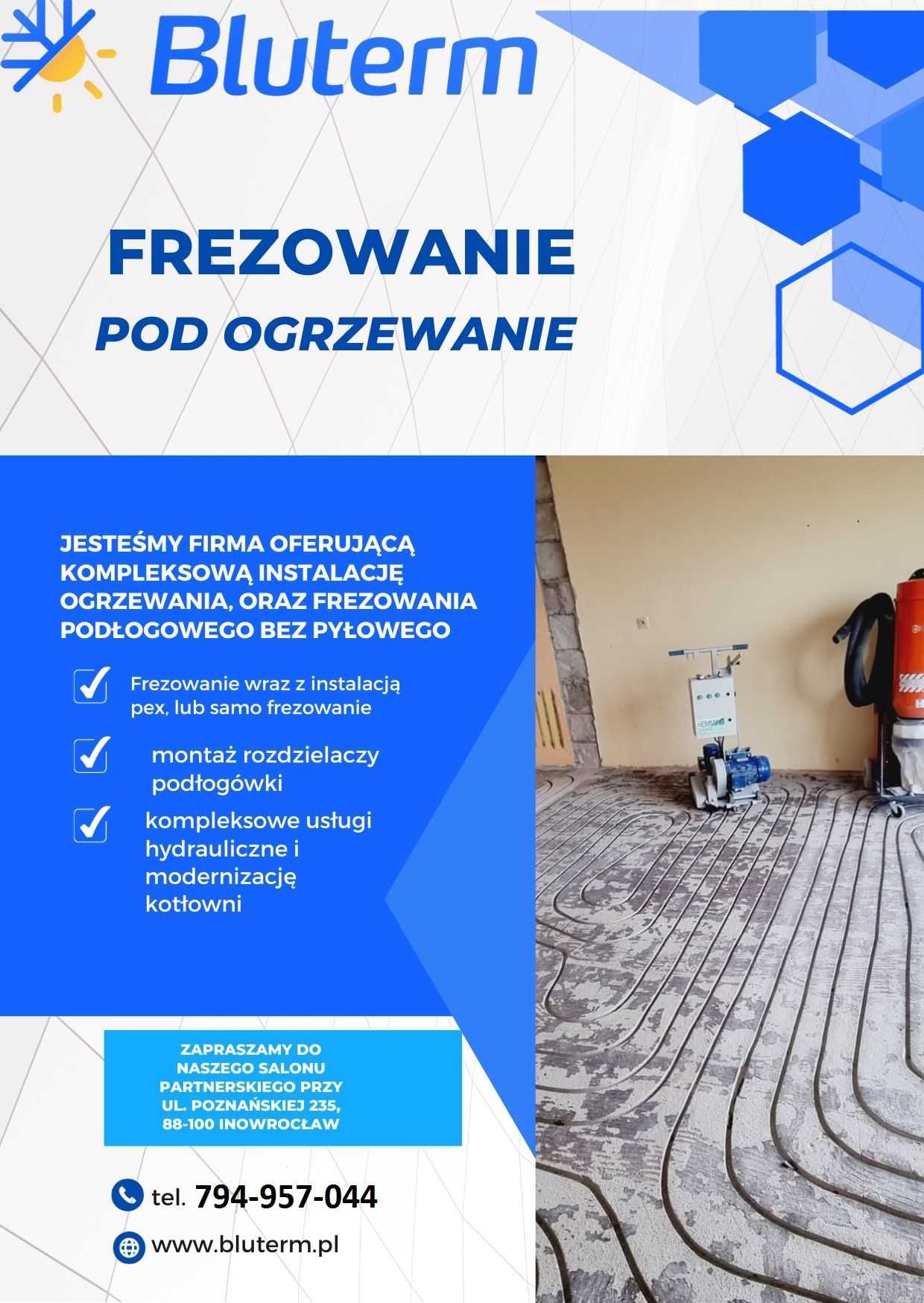 Frezowanie pod ogrzewanie podłogowe, bezpyłowo, podłogówka