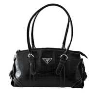 Вінтажна сумочка багет в стилі Prada чорна під крокодила