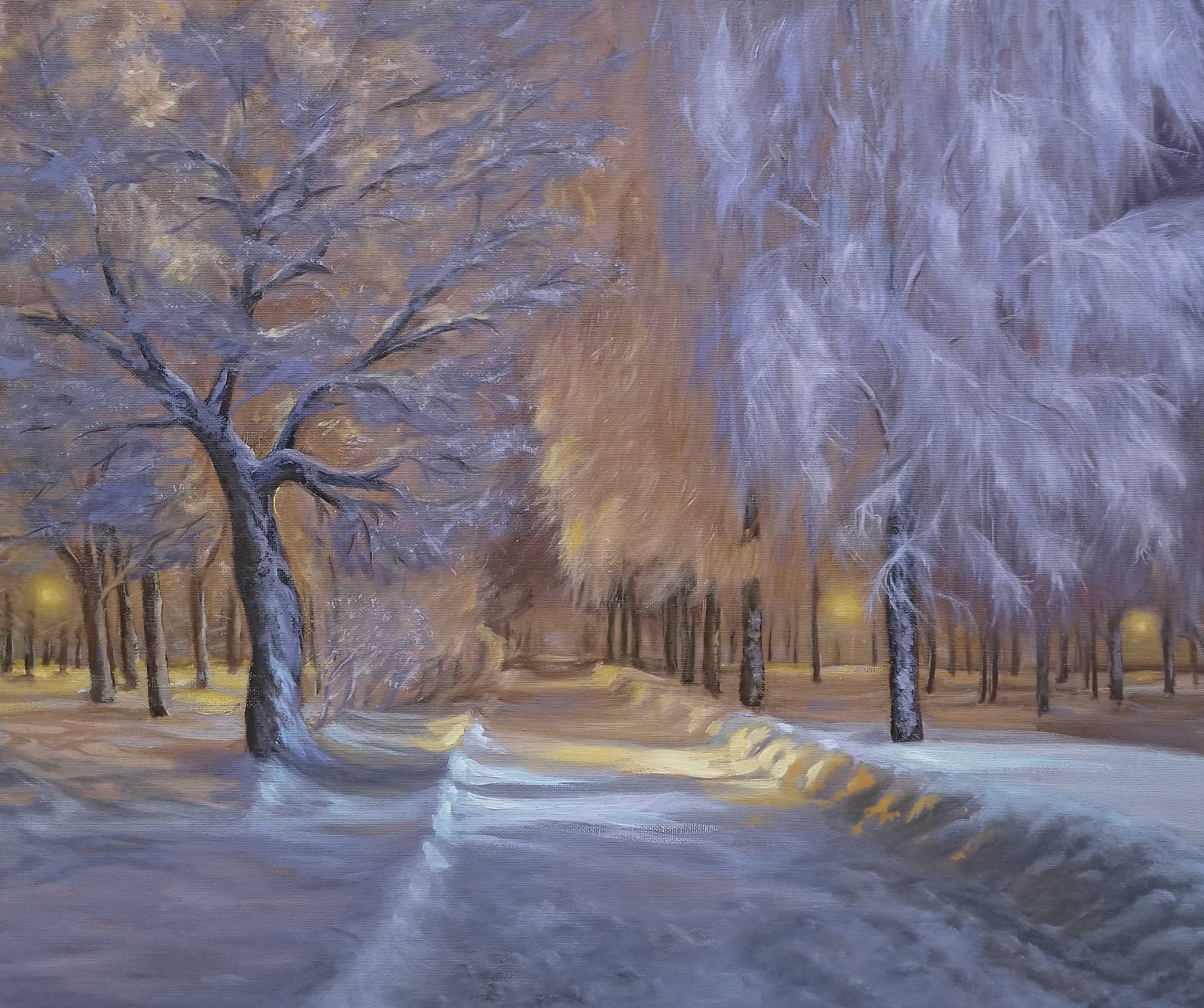 Зимний пейзаж,картина маслом