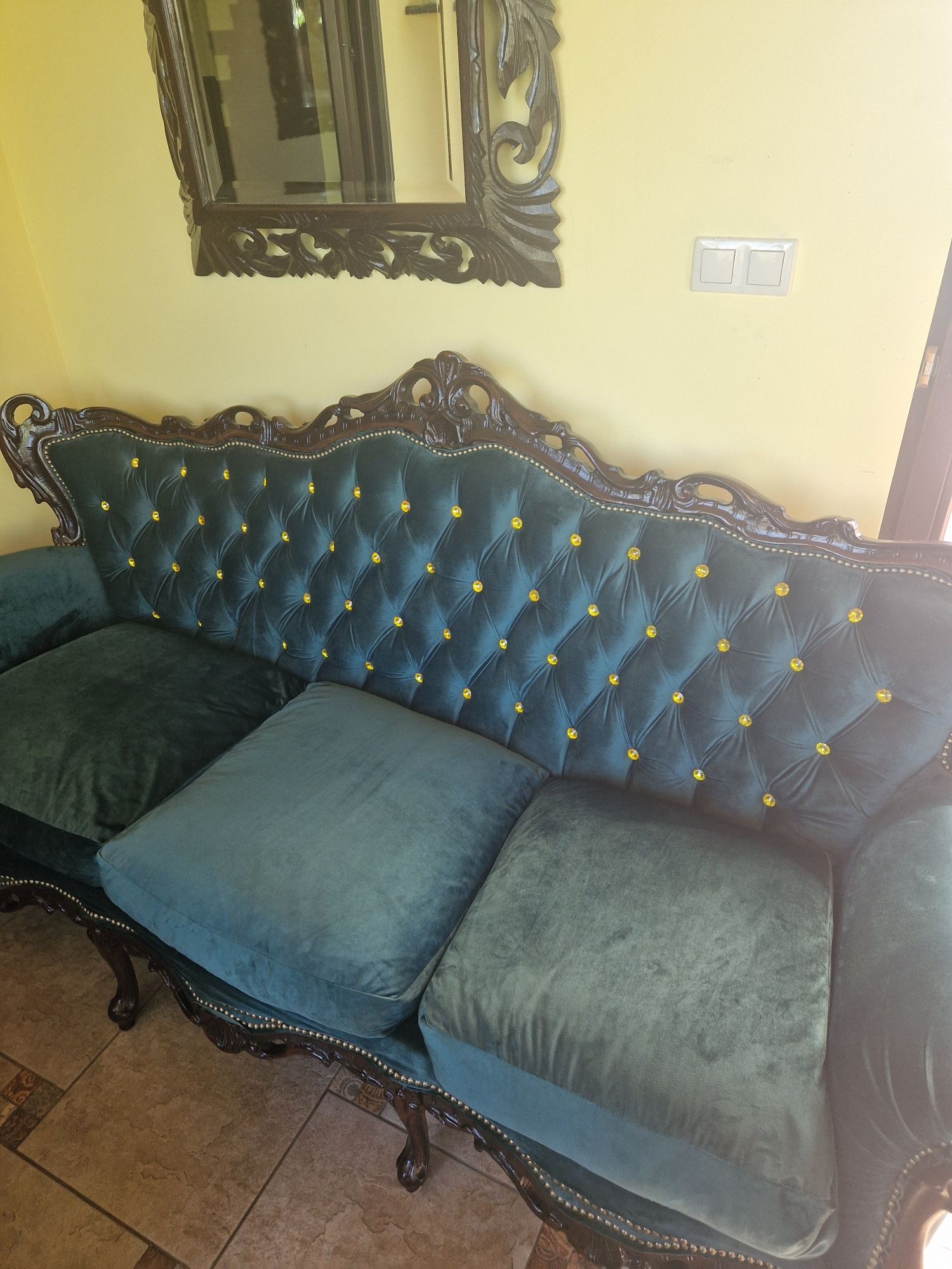 Meble zestaw wypoczynkowy sofa i dwa fotele komplet neobarok