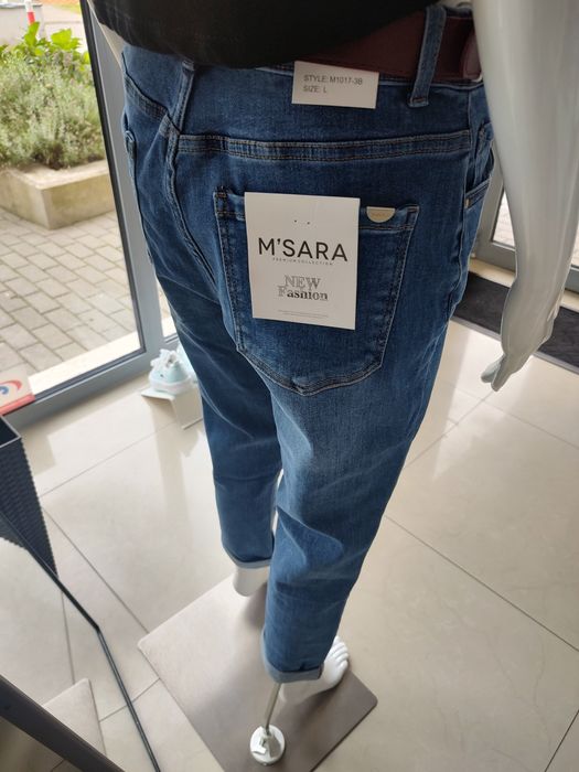Jeansowe spodnie Mom fit - niebieski XXL M.Sara