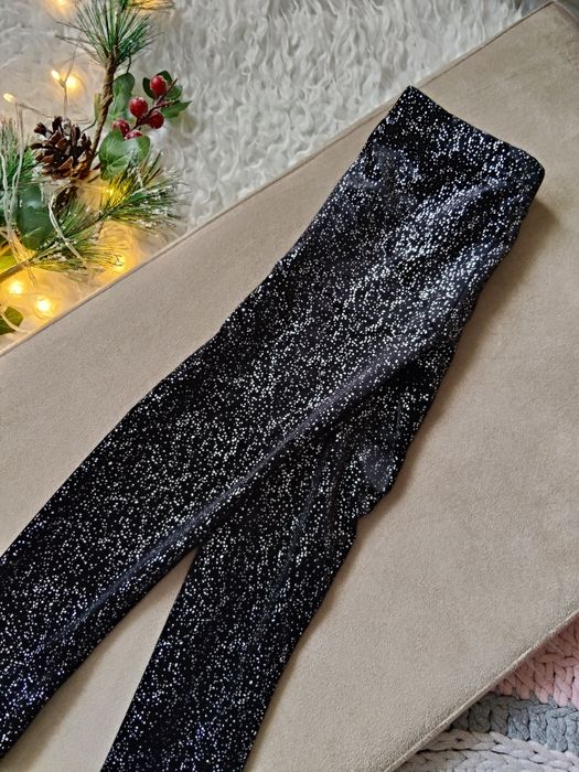 Legginsy czarne 104 świąteczne z połyskiem Little Kids