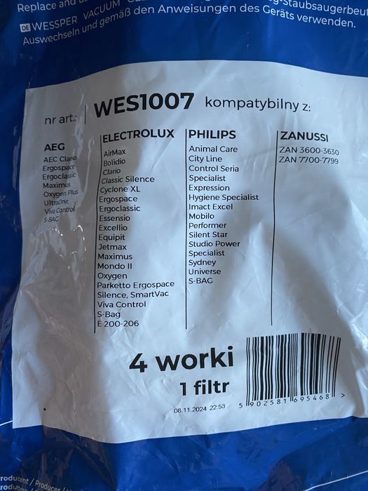 Worki do odkurzacza AEG Elektrolux Philips Zanussi