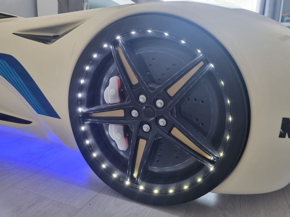 cama carro 90x190 com leds e música + colchão