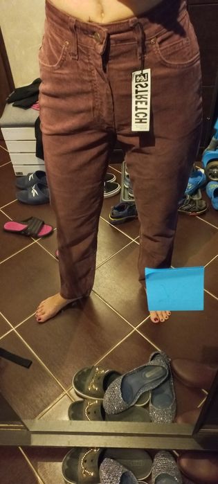 wrzos spodnie sztruks LEE metką prosta nogawka wysoki stan XS 28/31