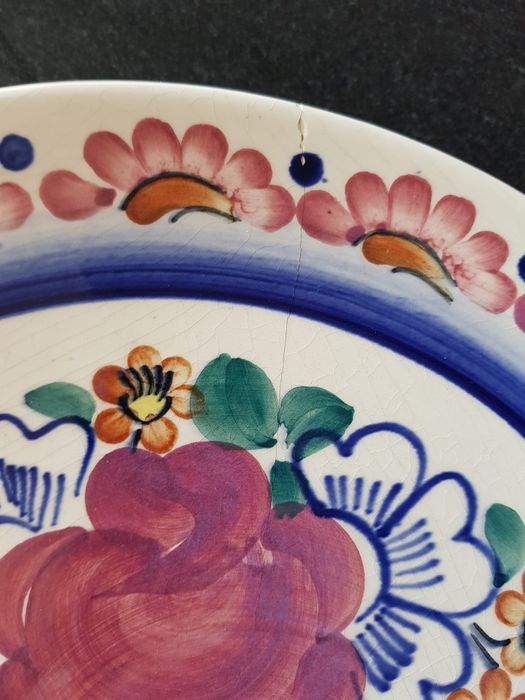 Fajans Włocławek 2x patera 31 cm kwiaty Zakrzewska Ziółkowska