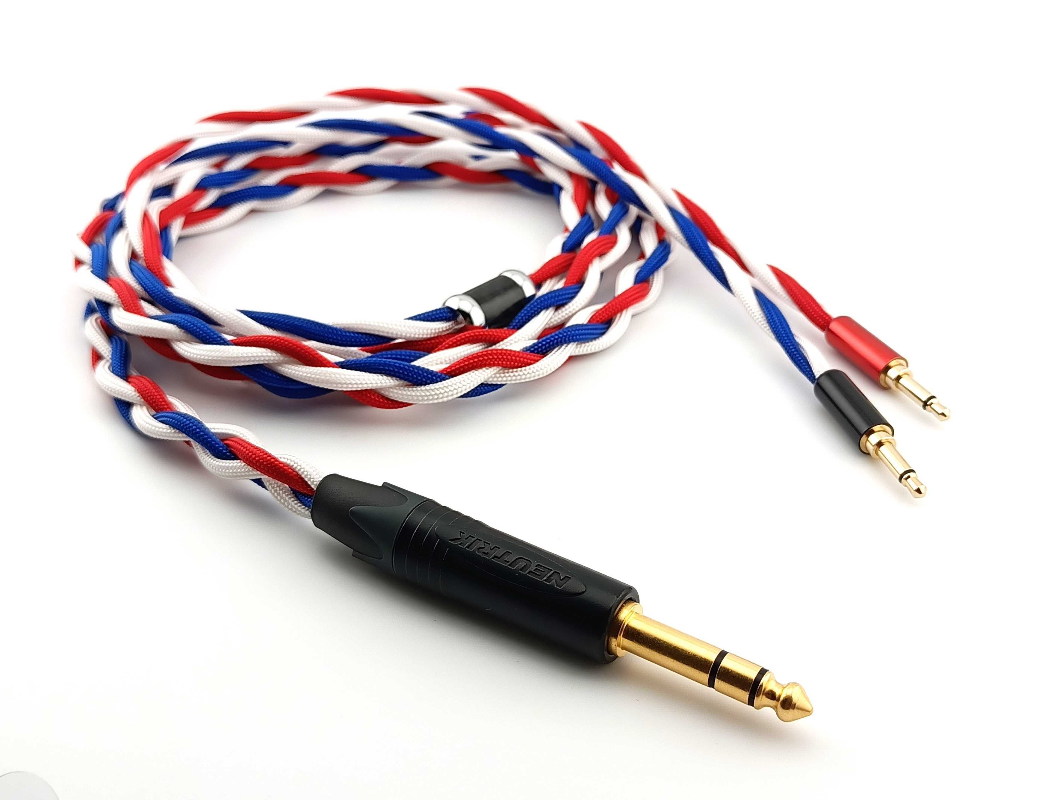 Ręcznie wykonany kabel do słuchawek FOCAL warianty, kolory, wtyk 6,3mm