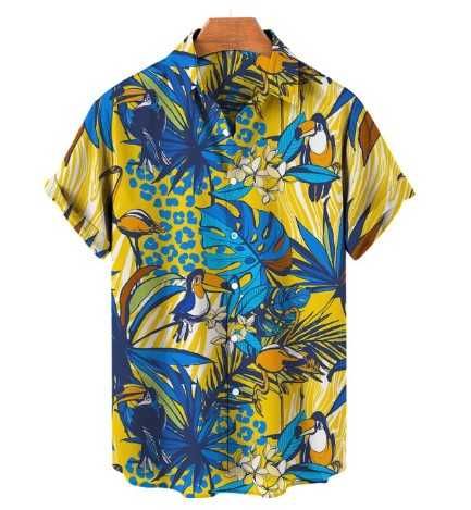 Гавайская рубашка тенниска с коротким рукавом большой размер