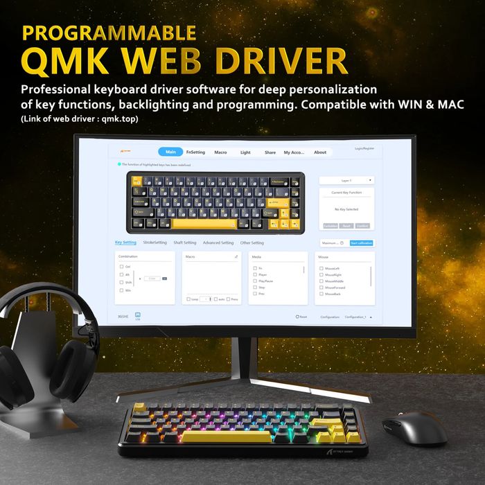 Механічна ігрова магнітна клавіатура Attack Shark X65 HE 8000 Гц