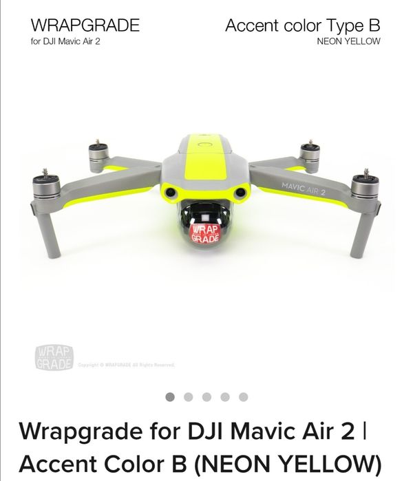 Wrap Grade Skin Drone DJI Air 2 Amarelo Neon fluo sticker