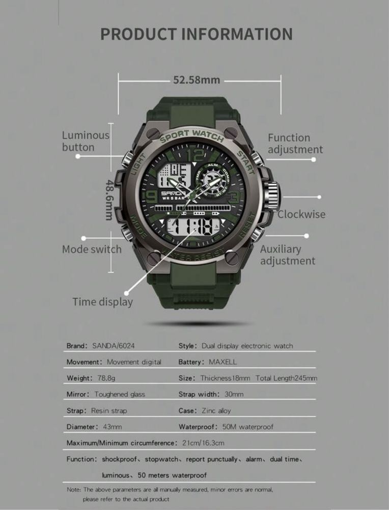 Zegarek chronograficzny cyfrowy wodoodporny