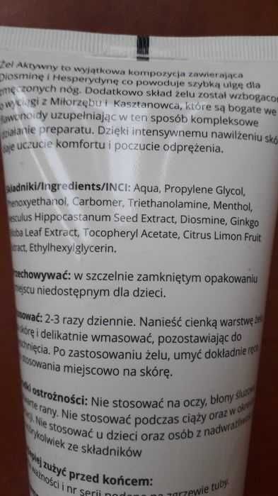 Zmęczone bolące opuchnięte nogi żel diosmina hesperydyna 200 ml