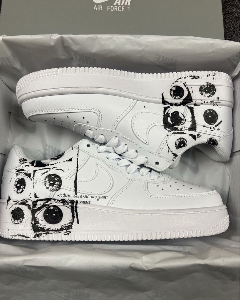 Кросівки Nike Air Force 1 x CDG x Supreme / Форси КДГ Супрім з очима