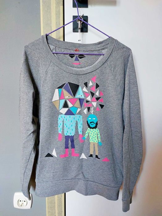 damska bluza szara z nadrukiem, H&M