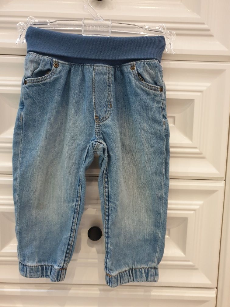 H&M spodnie jeans 80 elastyczny pas