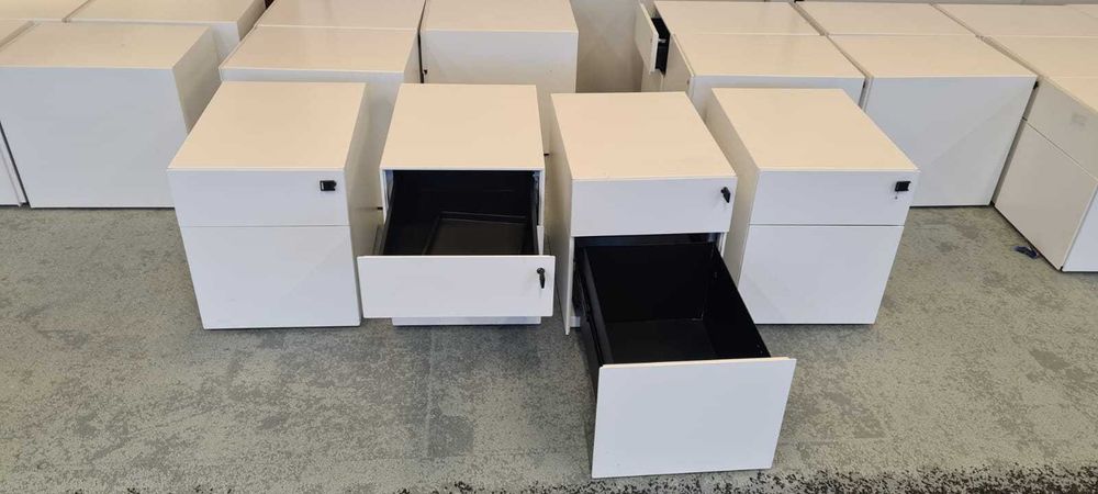 Kontenerek biały metalowy kontenerki pod biurko  do biur szkół