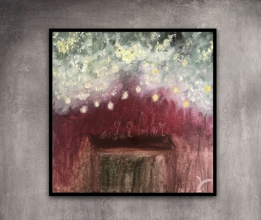 Картина на полотні «Дегустація вина під липами»