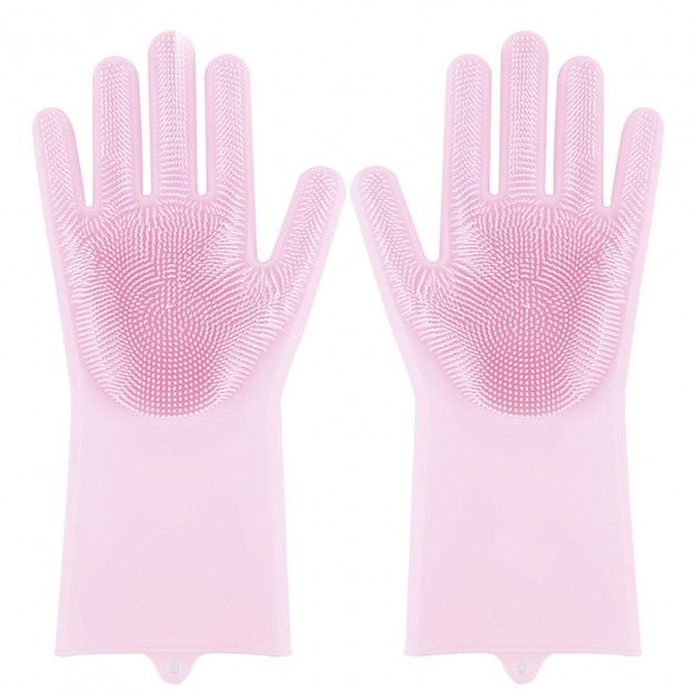 Силіконові рукавички Magic Silicone Gloves Pink для прибирання чистки