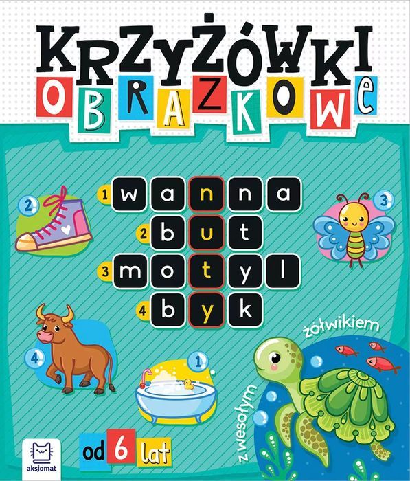 Krzyżówki obrazkowe z wesołym żółwikiem. Od 6 lat. Aksjomat