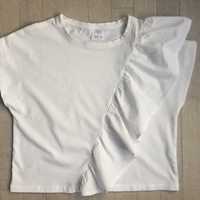 ZARA top bluzka tshirt biały z falbaną r. 140/146 NOWA