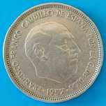 25 Pesetas de 1957 * 58, de Francisco Franco, Espanha