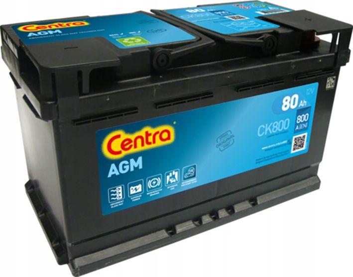 Akumulator Centra Ck800 Agm 80ah/800a 12v P+