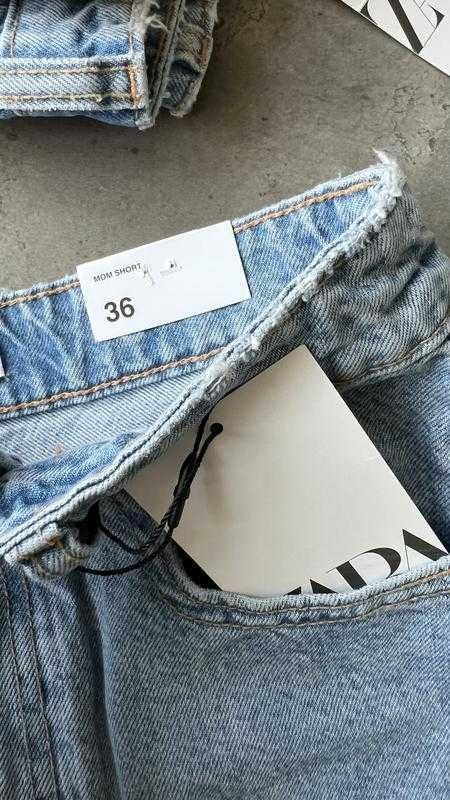 Жіночі трендові джинсові шорти Zara MOM зара моми 34,36,38,40