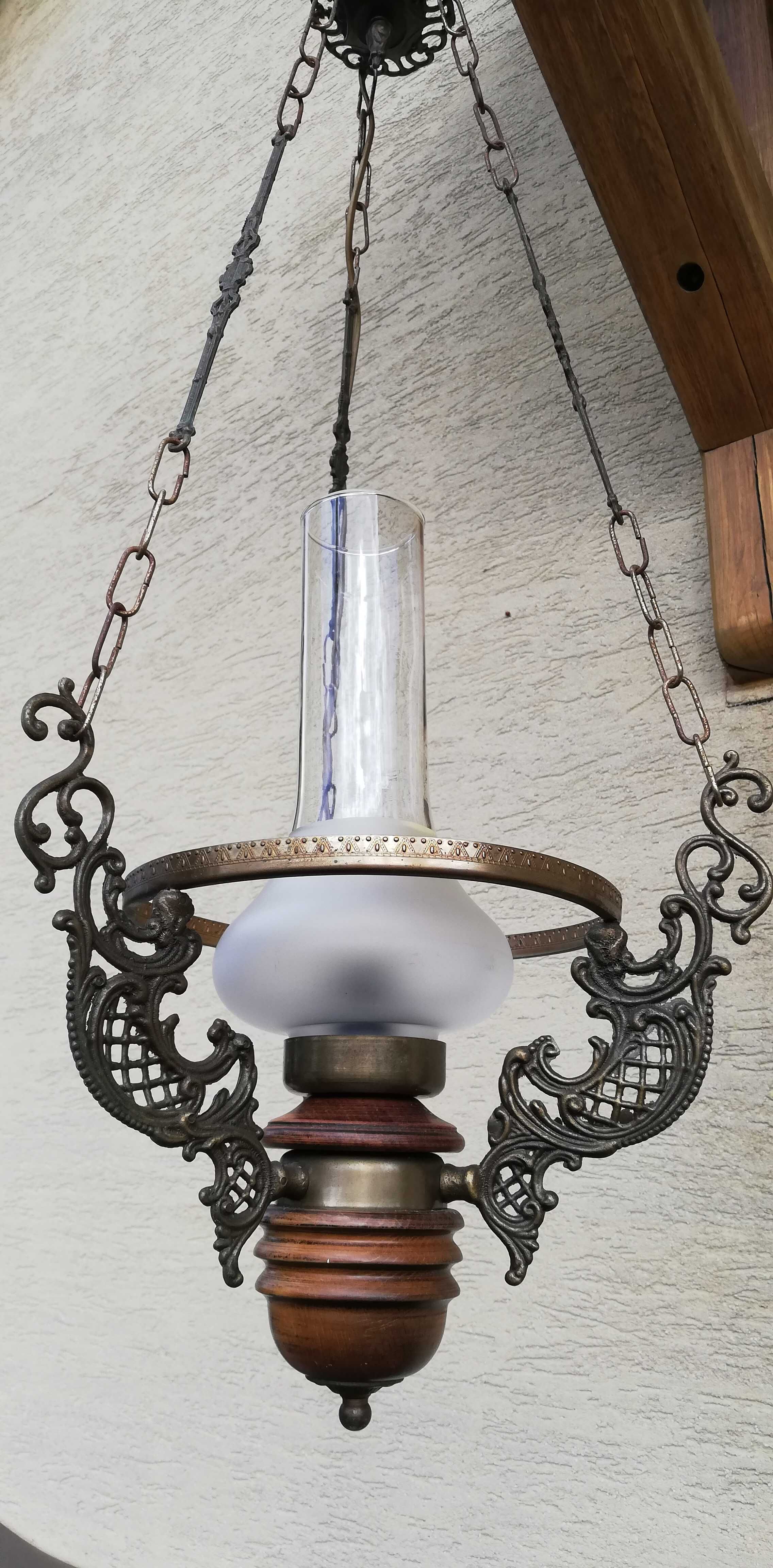 lampa wisząca naftowa stylowa holenderska Aladyn szklana