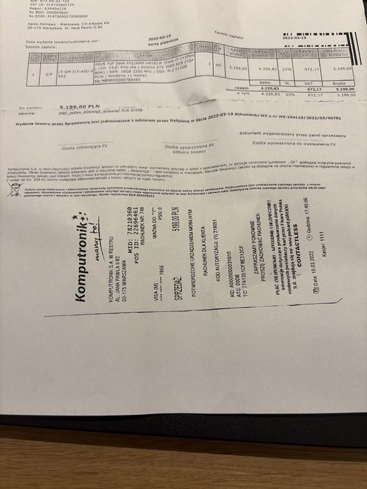 ASUS TUF F15 Dash FX516PM-HN181W /SSD M2 512gb /nvidia rtx 3060 6gb 2
