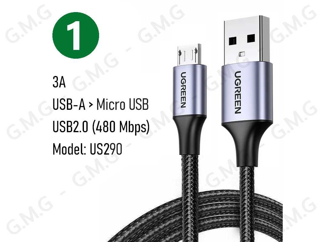 Кабелі UGREEN USB-C/USB-A/Micro-USB, 3A/6A/100W/140W, 0.5м/1м/1.5м/2м
