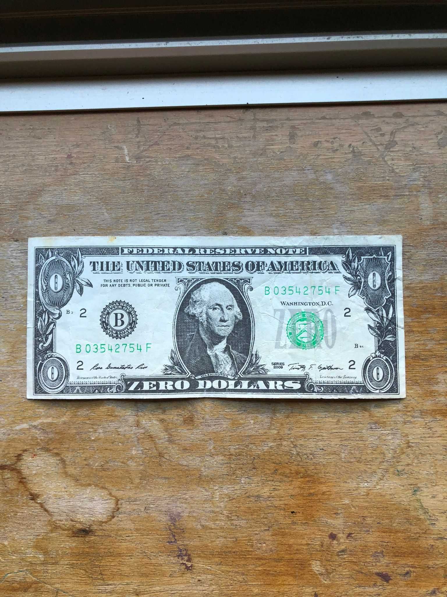 Nota Dólar 0 RARA
