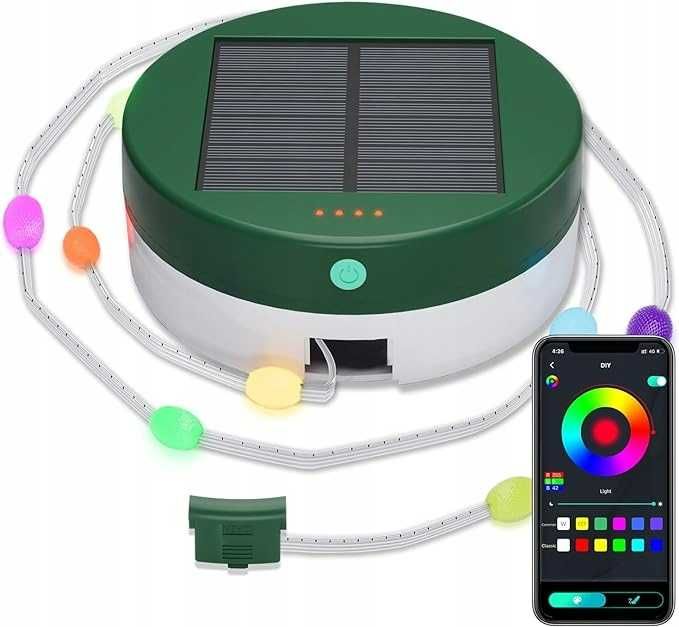 Przenośne lampki zewnętrzne solarne USB LED RGB zwijane 5m