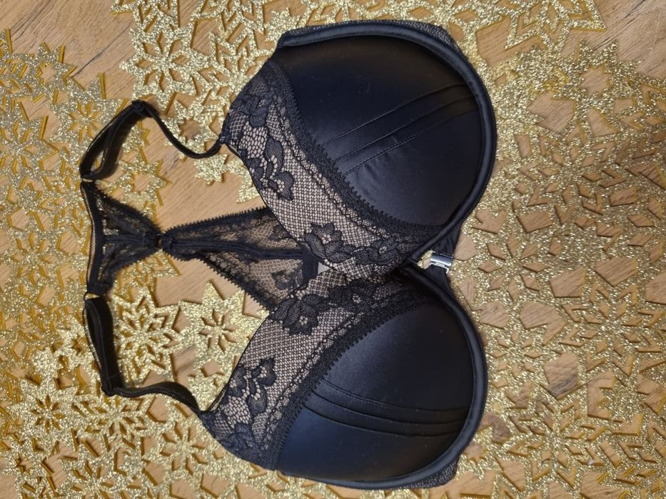 Czarny stanik push-up zapinany z przodu Calvin Klein, rozmiar 75dd