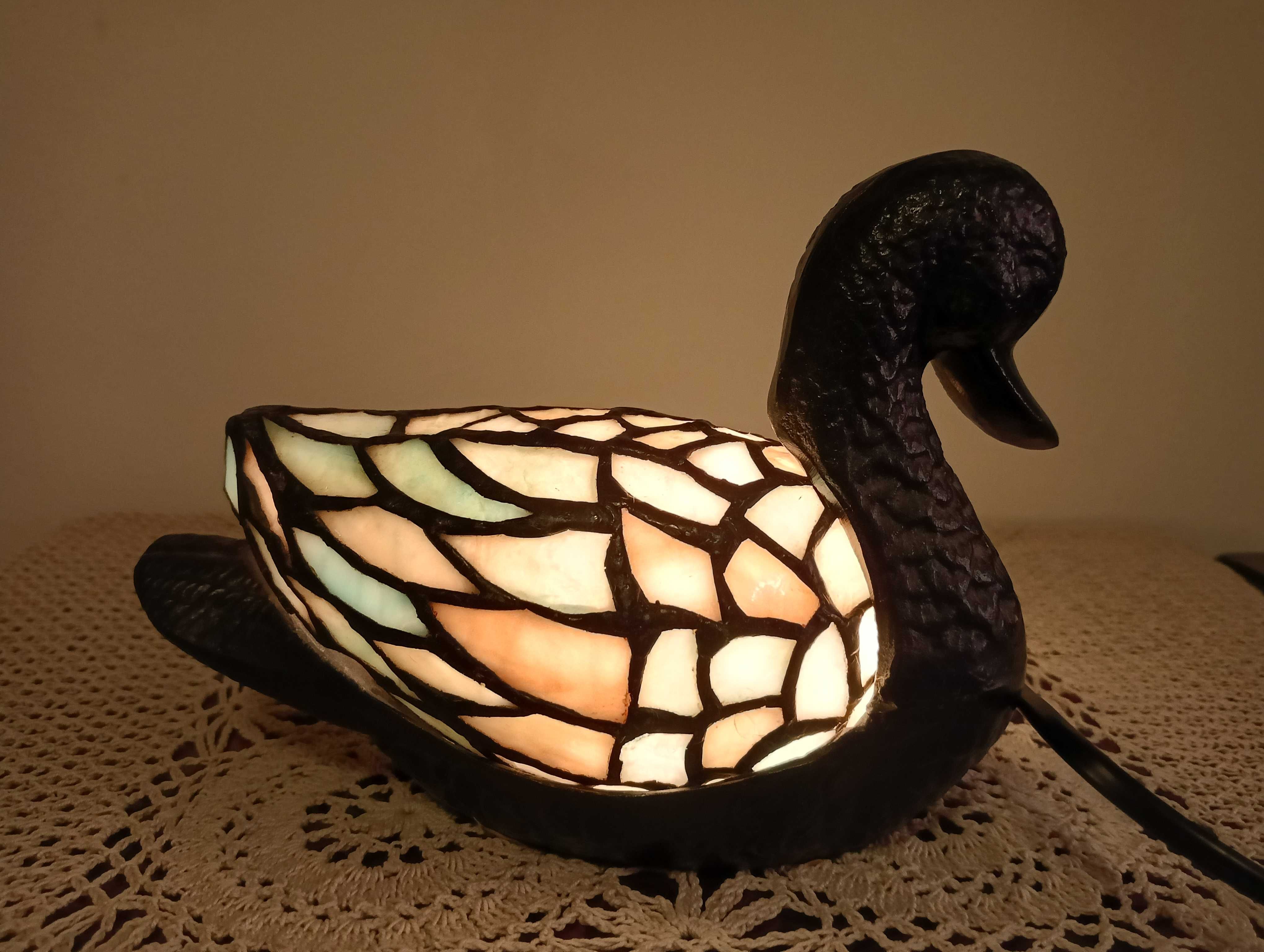 Lampa witrażowa, styl Tiffany, kaczka