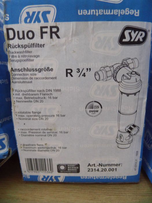 Syr Filtr do płukania zwrotnego DUO DFR 3/4"