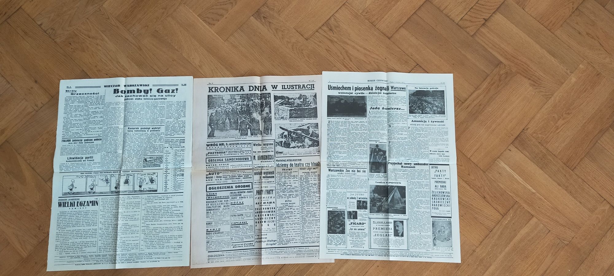 Gazety z pierwszych dni wojnny