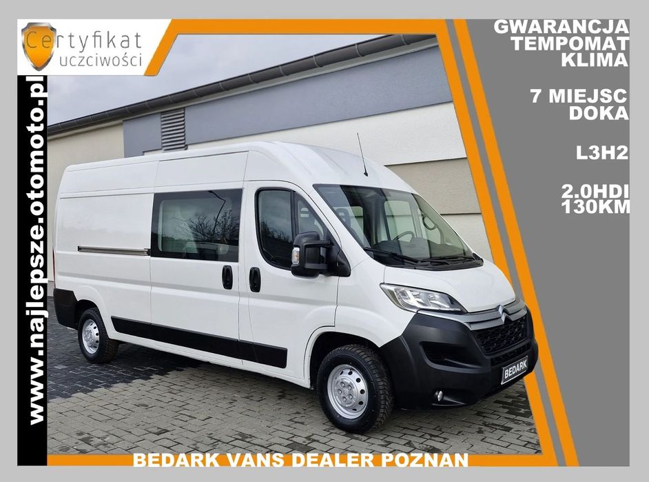Citroën Jumper, L3H2, BRYGADÓWKA, 7 miejsc, DOKA, tempomat, klima,  Gwarancja L3H2, 7 miejsc, Brygadówka, DOKA ,, tempomat, klima