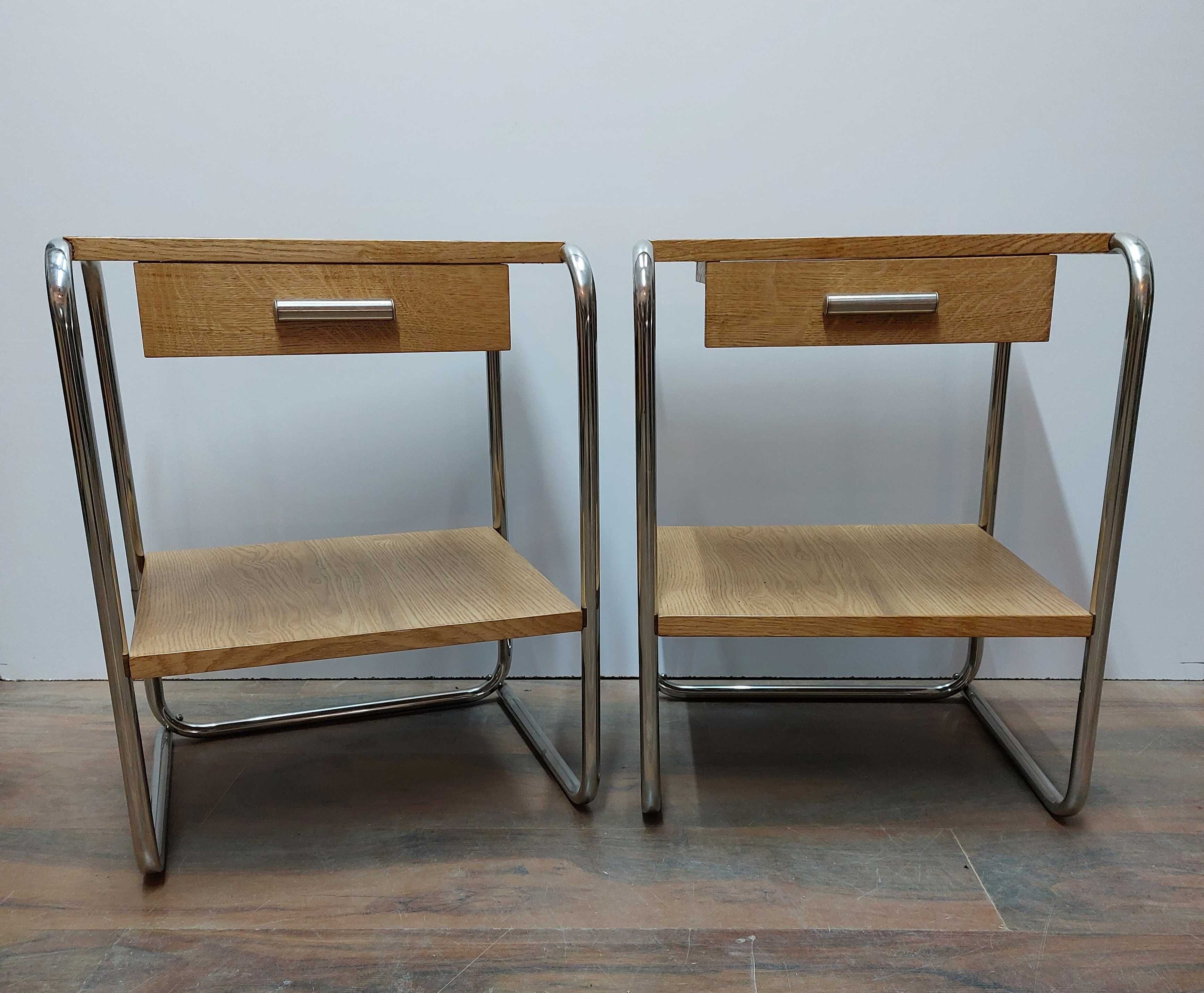 Szafka nocna Chrom Dąb styl Model: Thonet T29 Art Deco Bauhaus