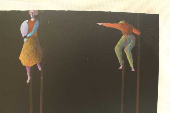 Original Alfredo Luz Técnica Mista em Madeira "Ratoeira" Assinado