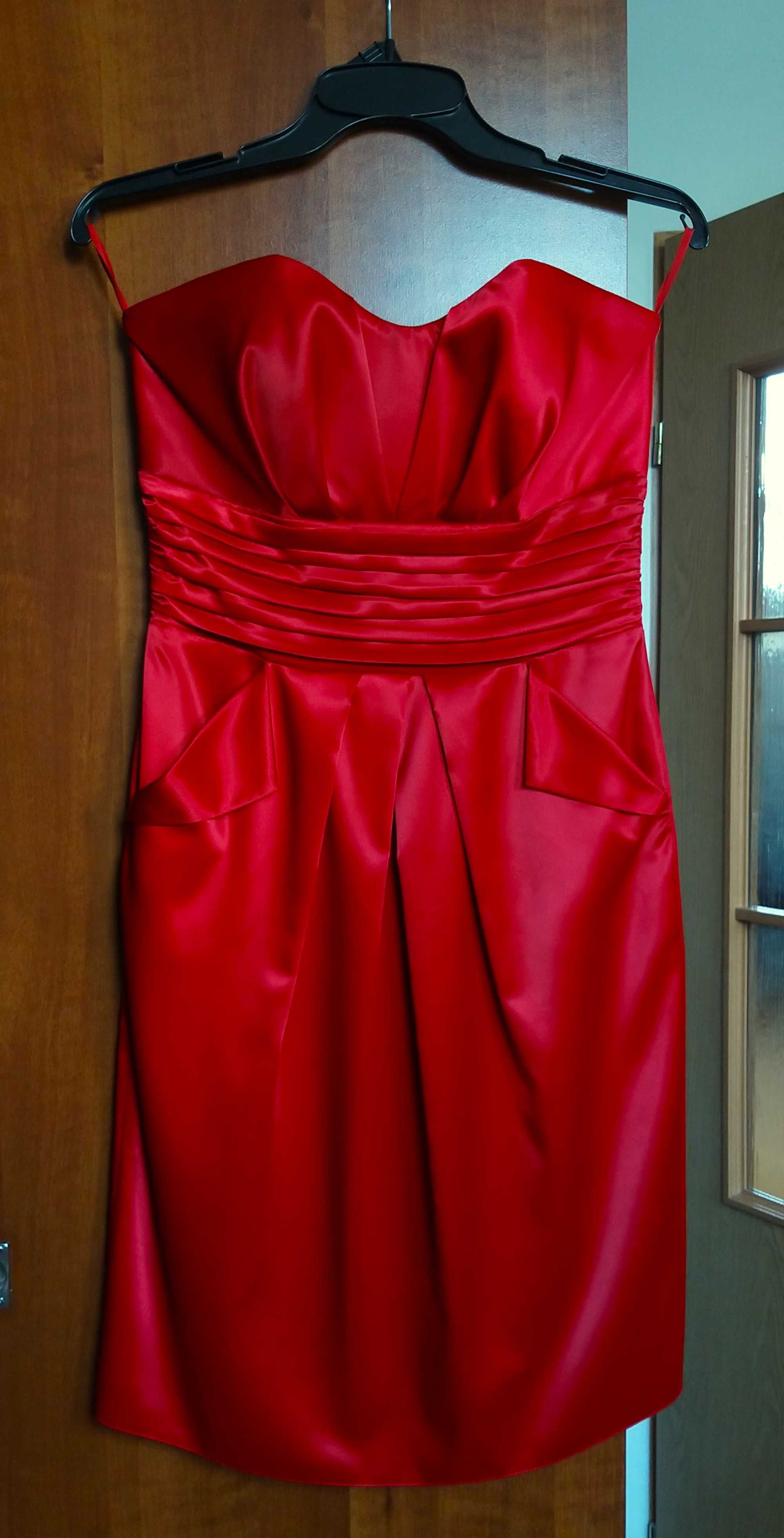 Sukienka satynowa (38), kolor czerwony