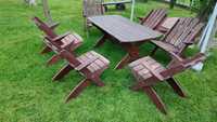 Drewniany komplet ogrodowy stół, krzesła składane