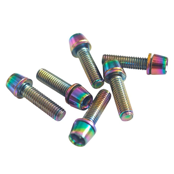 ŚRUBY 6 szt. M5x17 mostek śruby do mostka rower kolorowe oil slick