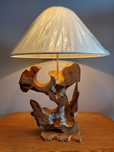 Lampa drewniana z abażurem stojak na wino drewniany . Hand made