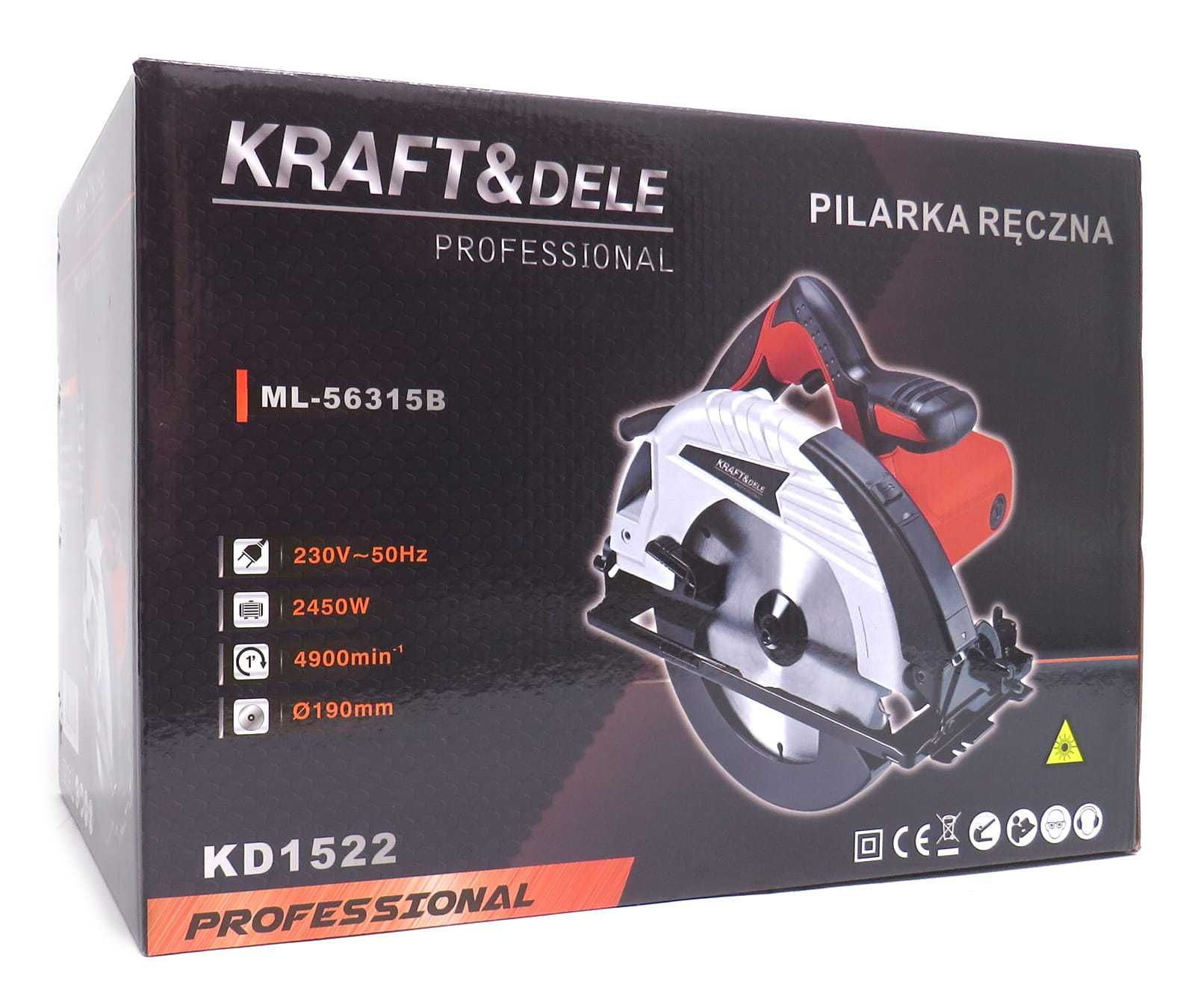 KRAFT&DELE Piła ręczna tarczowa 2450w z laserem pilarka 185mm